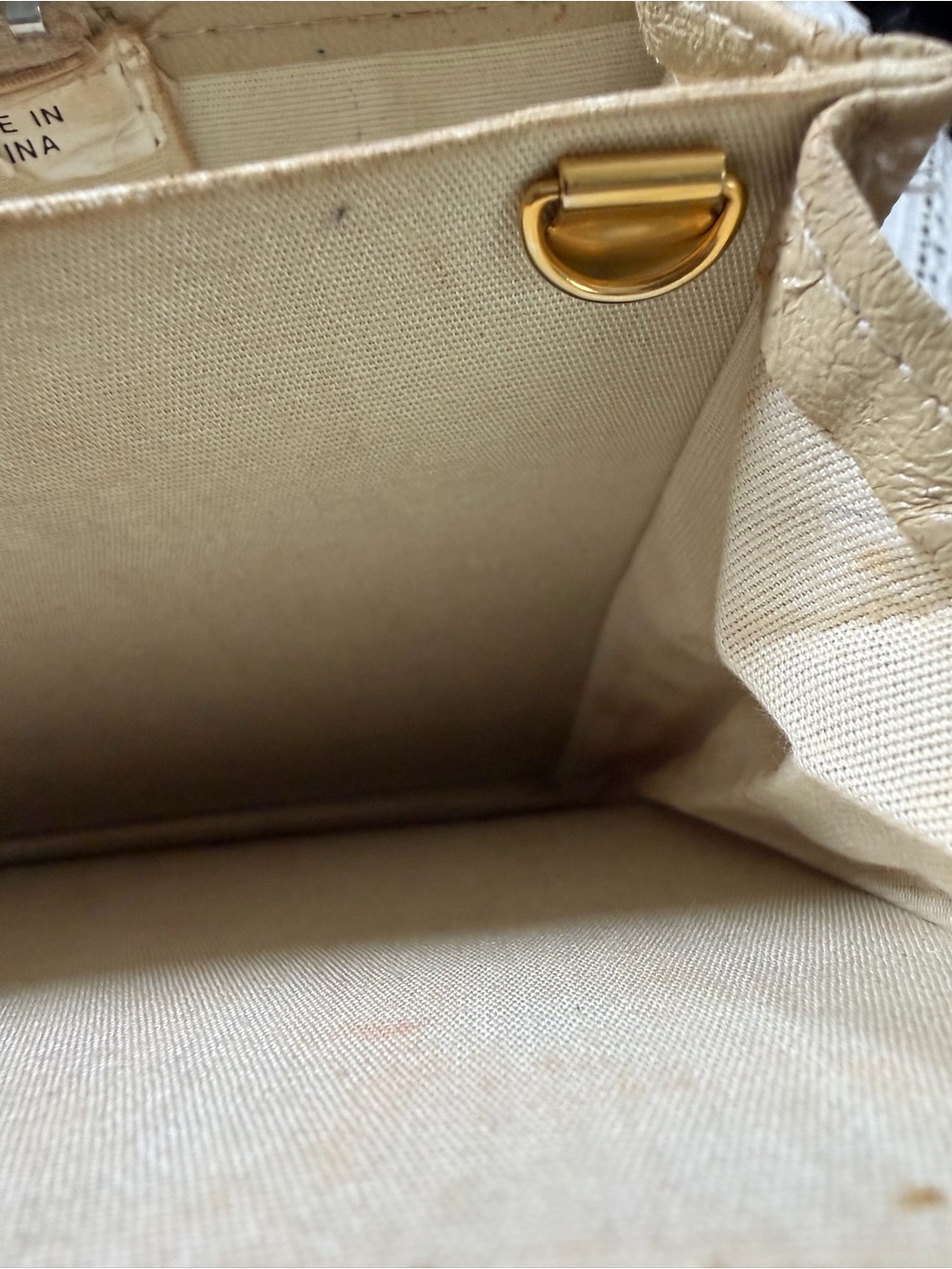 Vintage 60’s Beige Mesh Top-Handle Women's Ivory Briefcase Purse - Picture 4 of 10